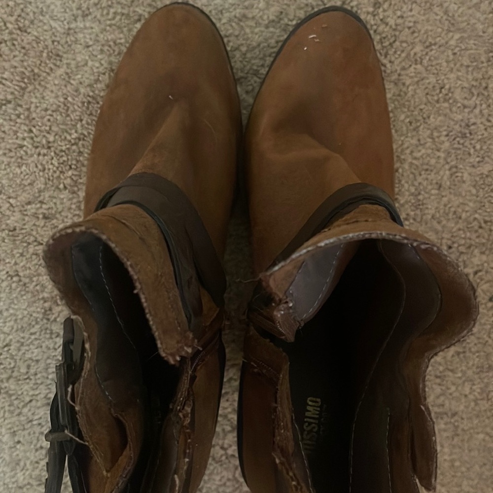Brown heeled booties. Worn once.